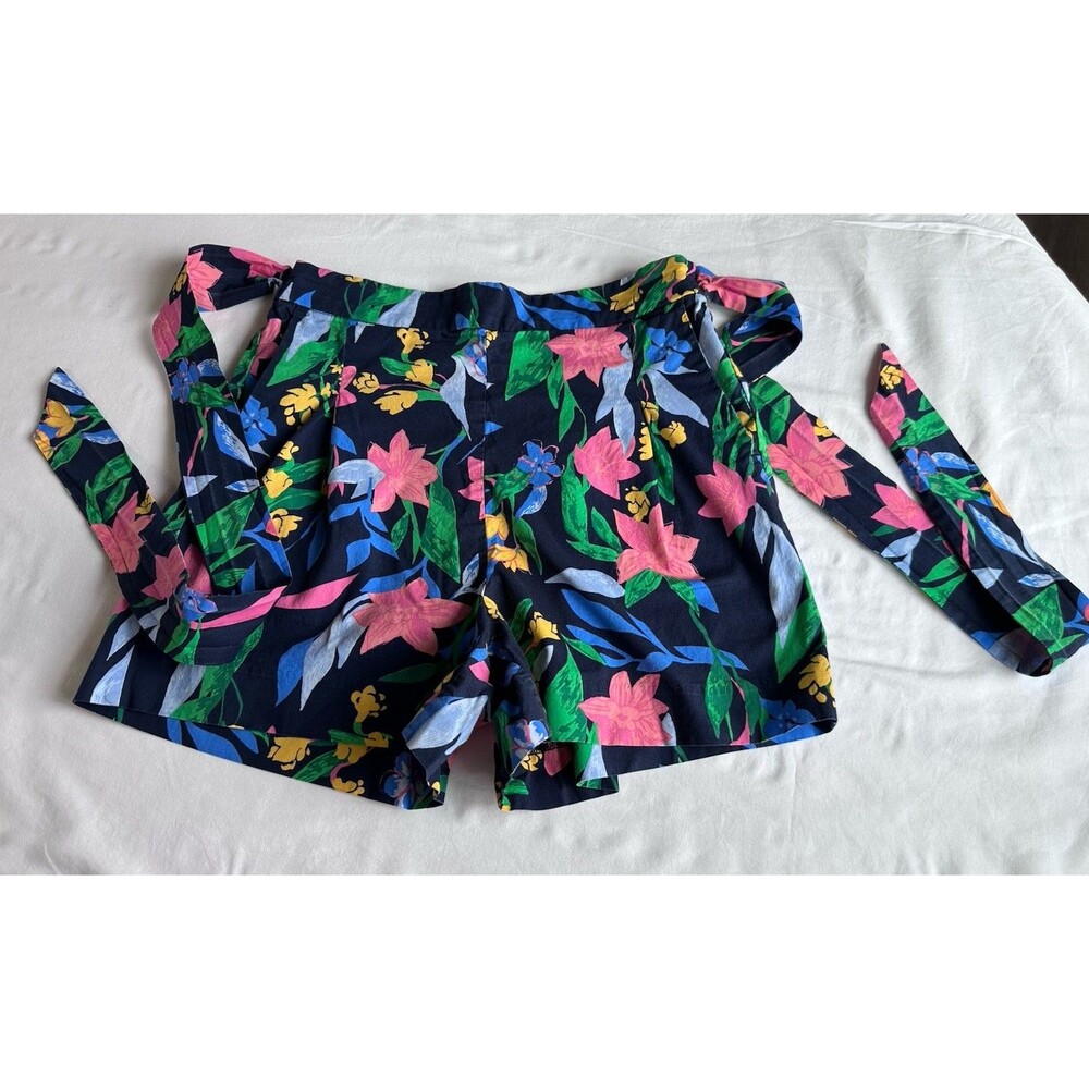 J.CREW Paperbag Floral Belted High Rise Relaxed Shorts Cotton Size 4